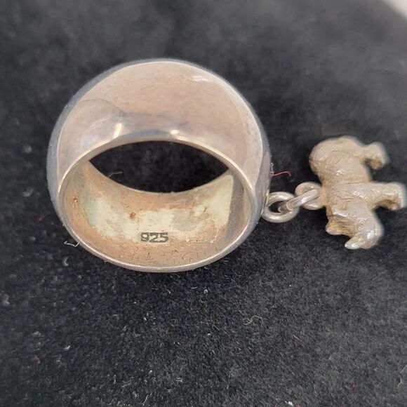 Sterling Silver Rhino Charm Ring 925 Vintage Tribal Size 5 Petite - Picture 5 of 10